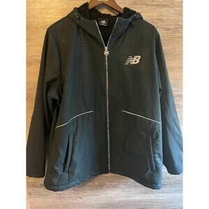 New Balance women jacket 2X plus black winter hoodie full zipper fleece lined